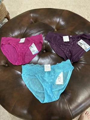 NWT Panties - Jockey Rachel Zoe String Bikini Lace Trim Cheeky Fit Large 3 PAIR - Image 1 of 2