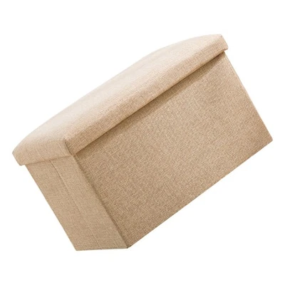 Foldable Fabric Storage Ottoman Multifunctional Stool Large Khaki - Image 1 of 4