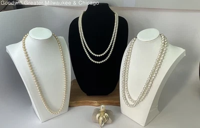 Collares y broche de flores Sarah Cov Marvella tono dorado de colección de perlas sintéticas 220,9 g Foto 1 de 4