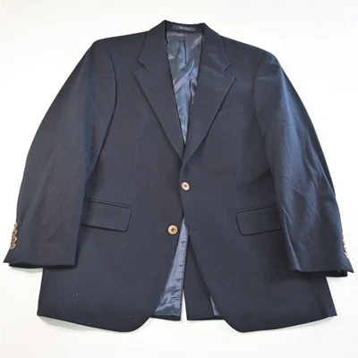 Vtg Chaps Ralph Lauren 40R Navy Blue 100% Wool Flannel Blazer Jacket Sport Coat - Image 1 of 4