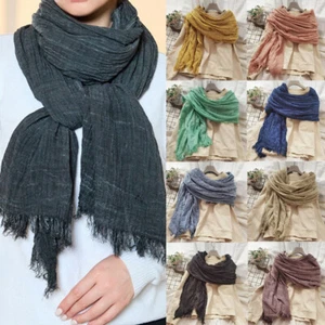 Bufanda De Algodón Bufandas Challes Envuelve Hombres Arrugas Bufanda Grande Halstuch - Bild 1 von 26