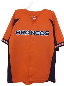 Denver Broncos Embroidered Majestic Button Up Baseball Style Jersey Size XL - Picture 1 of 8