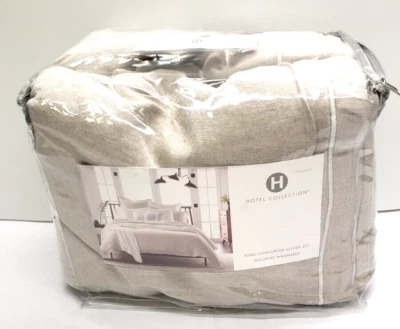 Hotel Collection Linen/Modal Blend KING Duvet Cover & Pillow shams Set Natural - Image 1 of 4