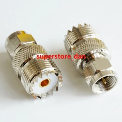 2Pcs F Male to UHF Female SO239 SO-239 Jack Connector RF Coaxial Adapter - Image 1 of 4