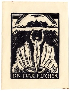 Exlibris Bookplate * ANONYMUS * Nackter Mann Symbolismus Alpinismus Holzschnitt - Picture 1 of 1