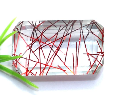 Natürlich Rot 42.70 Karat Smaragd Schliff Strahlende Quarz Dublette Zertifiziert - Bild 1 von 4