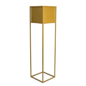 Blumensäule mit Blumentopf Pflanzenständer mit Deko Übertopf gold 90cm modern - Bild 1 von 9