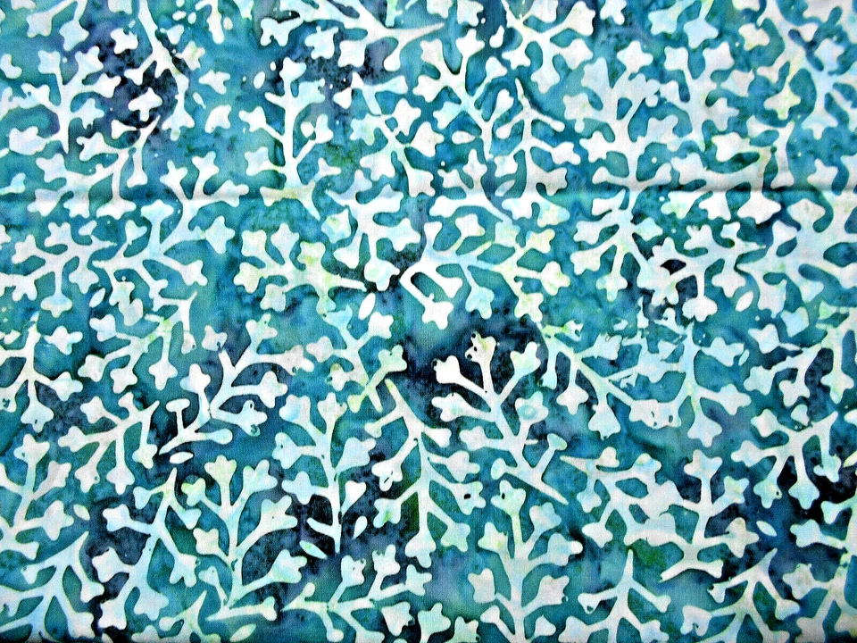 Moda BATIKS #20002"TOURQUOISE & AQUA FLORAL"  BTY - Image 1 of 1