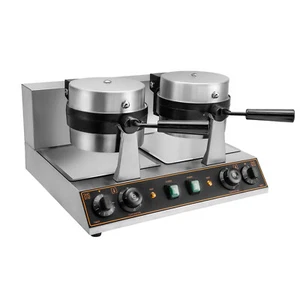 Commercial Dual Head Belgian Waffle Maker Rotating Double Waring Breakfast Maker - Picture 1 of 11