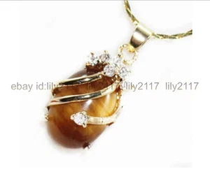 Natural 13x18mm Yellow Tiger's Eye Gemstone pendant necklace 17" Crystal Healing - Picture 1 of 3