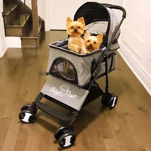 Strong Metal Frame Pet Stroller Dog Pushchair Wheels Travel Carrier Pram Buggy - Picture 1 of 15