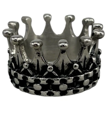 ANELLO UOMO CORONA RE COLORE ARGENTO MISURA 26 LUSSUOSO ELEGANTE IN ACCIAIO INOX - Immagine 1 di 4