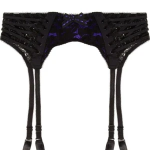 AGENT PROVOCATEUR RUDY SUSPENDER BLACK/PURPLE SIZE LARGE / AP4 / 12 BNWT - Picture 1 of 2