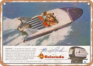 METAL SIGN - 1956 Dreamship the Lark by Evinrude Vintage Ad - Picture 1 of 2