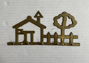 Vintage Brass House Tree Key Wall Mounted, FAST SHIP 8”W x 5”H - Picture 1 of 3