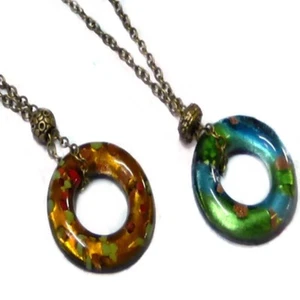Lanyard, reading glasses, ID badge holder, long necklace - Lampwork Pendant - Foto 1 di 6