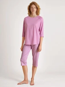 Calida Damen Schlafanzug 3/4 lang - Pyjama ohne Bündchen- Nachtwäsche - Baumwoll - Bild 1 von 2