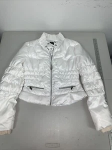 Y2K Bebe Cropped Down Puffer Jacket Women's Medium Snow Bunny Zippered - Picture 1 of 10