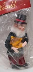 Caroler Christmas Ornament Man with Ceramic Head By Herald In Bag - Picture 1 of 4