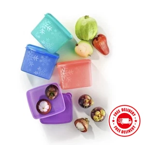 TUPPERWARE Snowflake Freezer Medium Square Round Plastic Container (4 Pcs) 800ml - Picture 1 of 6