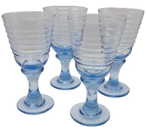 Vintage Libbey Glas Sirrus hellblau Fußkelch 4er Set um 1960 - Bild 1 von 6