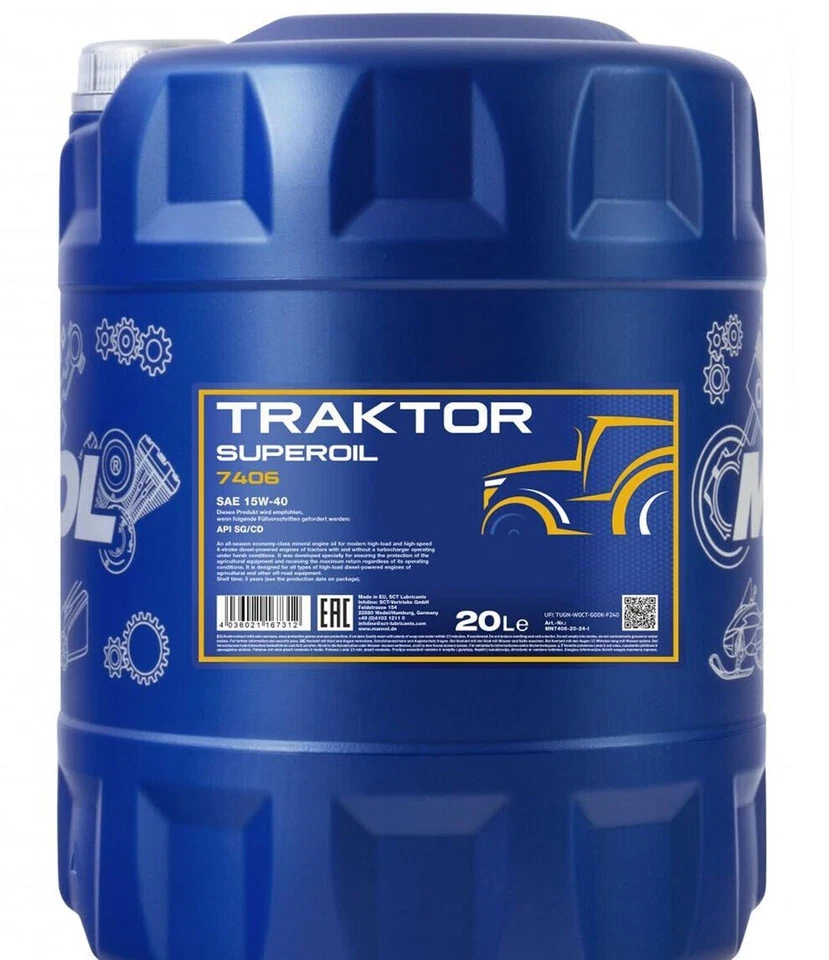 Aceite de motor 20L Mannol Tractor Superoil 15W-40 API SG/CD ACEITE 15W40 aceite de motor 20 litros - Imagen 1 de 1