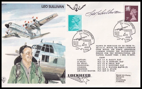 Lockheed Hercules Test Pilot LEO SULLIVAN Signed on own RAF Hercules Flown Cover Cover