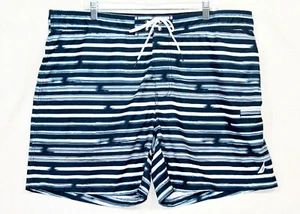 NAUTICA Quick Dry Swim Trunks Men XXL in True Navy & White Stripe - Picture 1 of 6