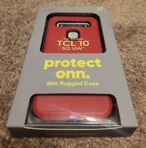 Protect Onn Slim Rugged Red Case ALCATEL TCL 10 5G UW Case 10FT Drop Protection