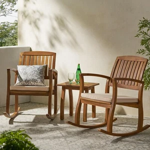 South Hampton Rocking Chair w/ Cushion (Set of 2) & Accent Table - Picture 1 of 17