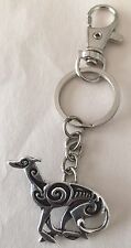Greyhound Whippet. Dog Keychain. Antique Silver.