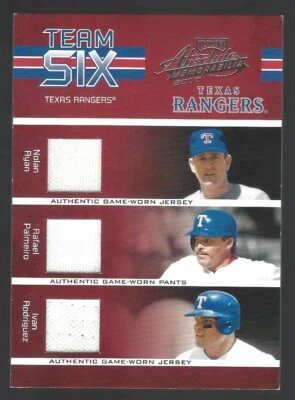 2005 PLAYOFF ABSOLUTE TEAM SIX NOLAN RYAN PALMEIRO /100 GAME USED BAT JERSEY  - Image 1 of 2