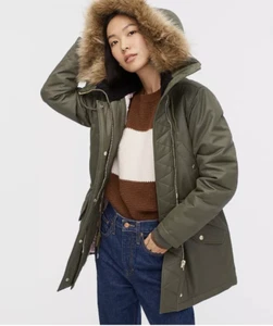 J. Crew Damen Parka olivgrün perfekter Winter PrimaLoft mit Kapuze H2222 Gr. S - Bild 1 von 11