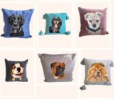 Commission Dog portrait  decorative cushions Needle felted portrait example 
