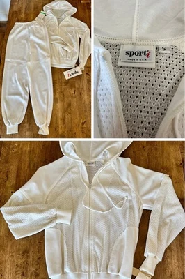 De colección Nuevo Nuevo Con Etiquetas Años 90 Aileen Deportivo Malla Tejido Jogger Pista Traje de Sudadera Blanco Para Mujer S Foto 1 de 4