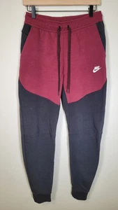 Nike Tech Fleece Jogger Pants Mens Small Black Maroon Athletic Sweatpants - Picture 1 of 8