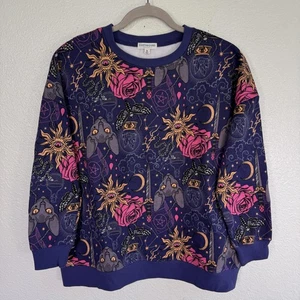 Earthbound Trading Pullover Damen kleine mystische Katze Sonne Mond Halloween gruselig - Bild 1 von 10