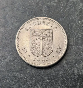 1964 RHODESIA 1 SHILLING 10 Cents Coin #444b321 - Picture 1 of 2