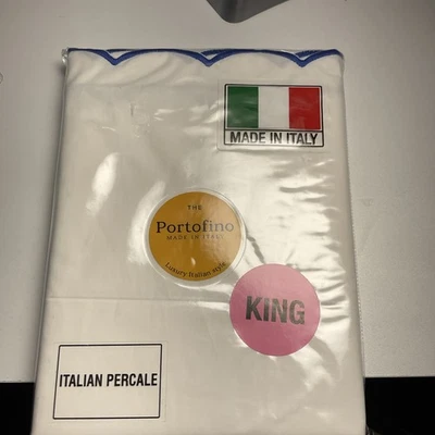 The Portofino Embroidered Blue Scalloped Edge 100% Cotton King Pillowcases Set - Image 1 of 2