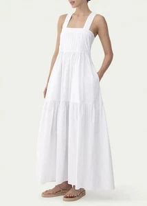 Maxi Vestido BIRD & KNOLL Penélope Algodón Popelina Cremallera Lateral Blanco Talla M Bolsillo - Imagen 1 de 13