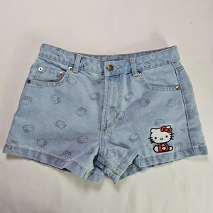 Hello Kitty by Sanrio Girls Denim Shorts Size L Blue Embroidered - Picture 1 of 13