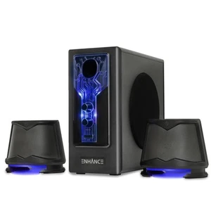 Altavoces para computadora de alta excursión 2.1 con subwoofer - altavoces para juegos LED azules - Imagen 1 de 9