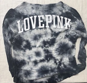 PINK Victoria Secret Langarm Large Pullover Sweatshirt Batik schwarz grau - Bild 1 von 7