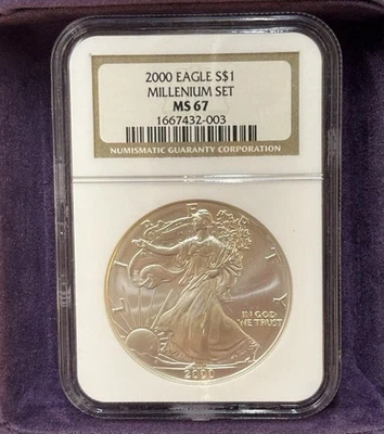 2000 Millennium Set MS67 American Silver Eagle NGC Brown Label SEE PICS & DESC - Image 1 of 4