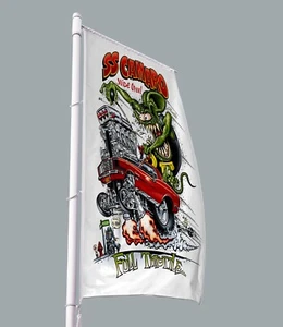 SS CAMARO Chevrolet Car Rat Fink Car Flag Banner 3x5 FT Hot Rod Chevy Garage - Picture 1 of 6
