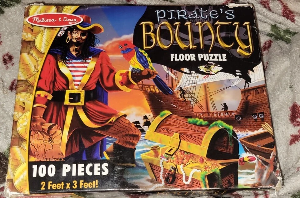 Rompecabezas de piso Melissa & Doug Pirates Bounty 2 x 3 pies usado TODAS LAS PIEZAS INCLUIDAS  Foto 1 de 3