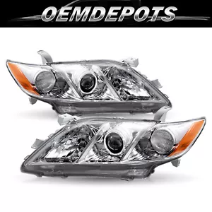 Chrome Headlights for 2007 2008 2009 Toyota Camry Amber Corner Projector Pairs - Picture 1 of 7