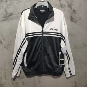 Spalding Jacket Adult Extra Large Black Gray Full Zip Active Sport Embroider Men - Picture 1 of 14