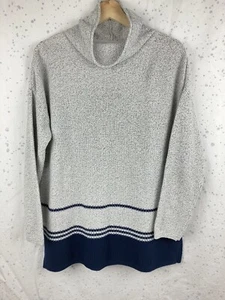 Maglione J. Jill Wmns taglia Petite Small PS grigio oversize collo cappuccio grigio righe - Foto 1 di 9