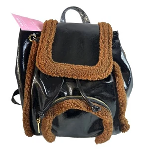 SKINNYDIP LONDON Women's Scarlett Small Fluff Trim Backpack Black  - Picture 1 of 11